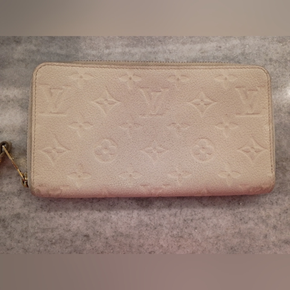 Louis Vuitton Monogram Empreinte Cream Leather Long Zippy Wallet Authentic